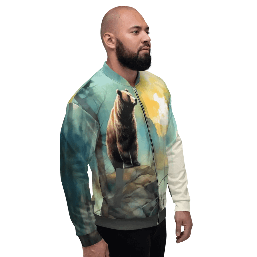 All-Over Print Bomber Jacket by Sublicolor 144/Bear in the Forest product image (5)