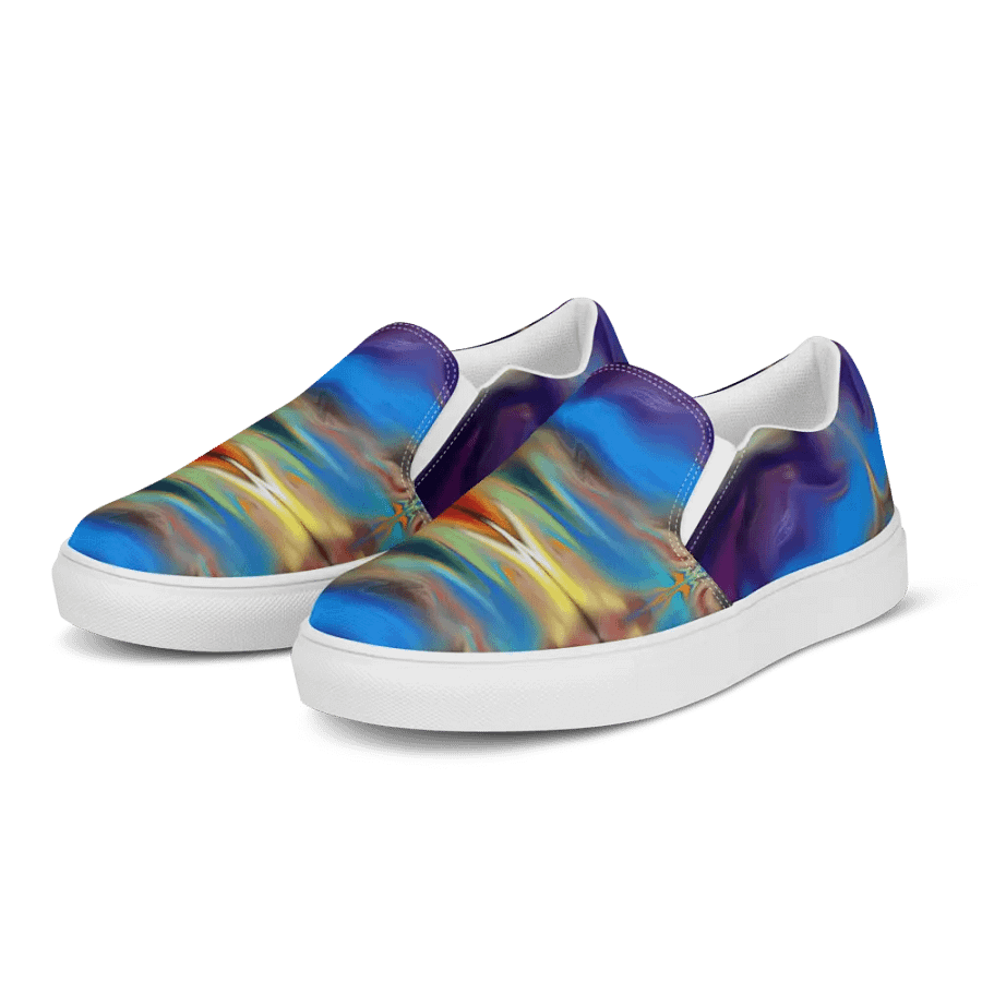 Colorful Pattern Womens Canvas Slip-On Shoes | Rainbow Pattern Shoes product image (5)