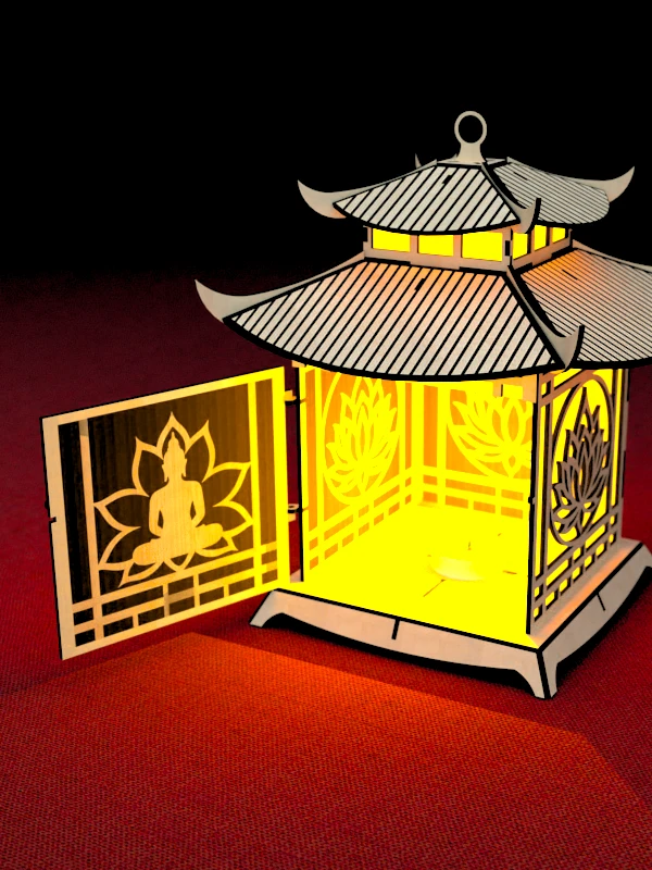 Pagoda Lantern Light Laser Cut File Download SVG, DXF, AI product image (3)