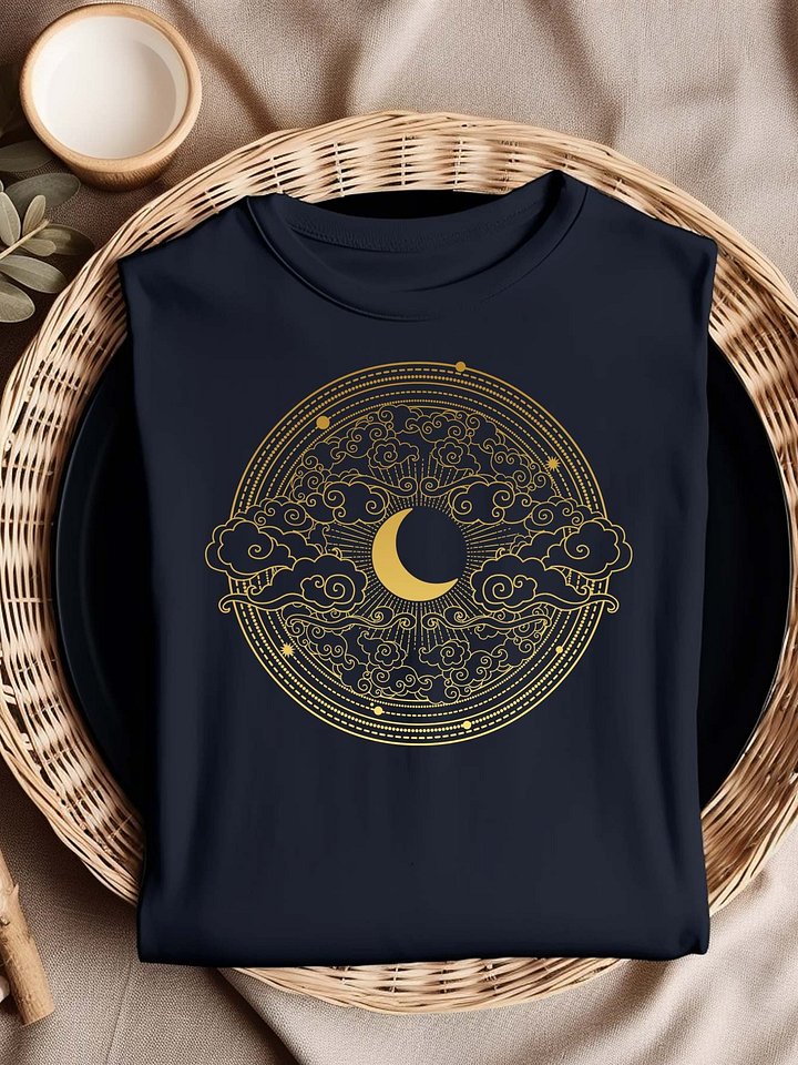 Golden crescent moon and swirling cloud product image (1)