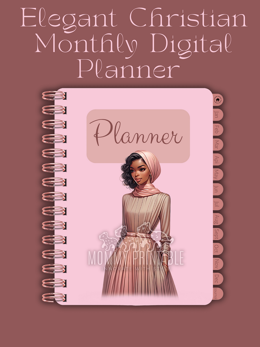 Elegant Christain Digital Planner/Digital Monthly Planner | Hyperlinked Journal | Undated 12-Month Calendar product image (1)