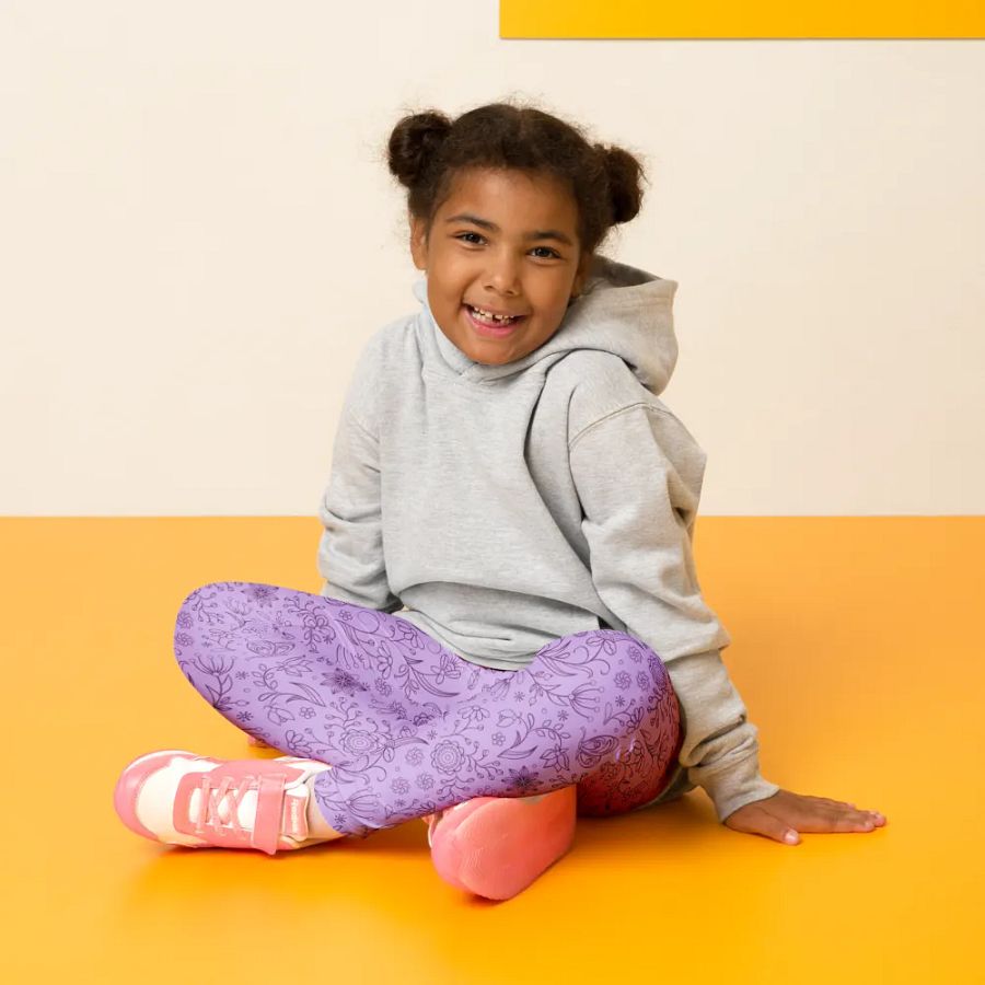 Light Purple Lilac Floral Kid's and Toddler's Leggings product image (6)