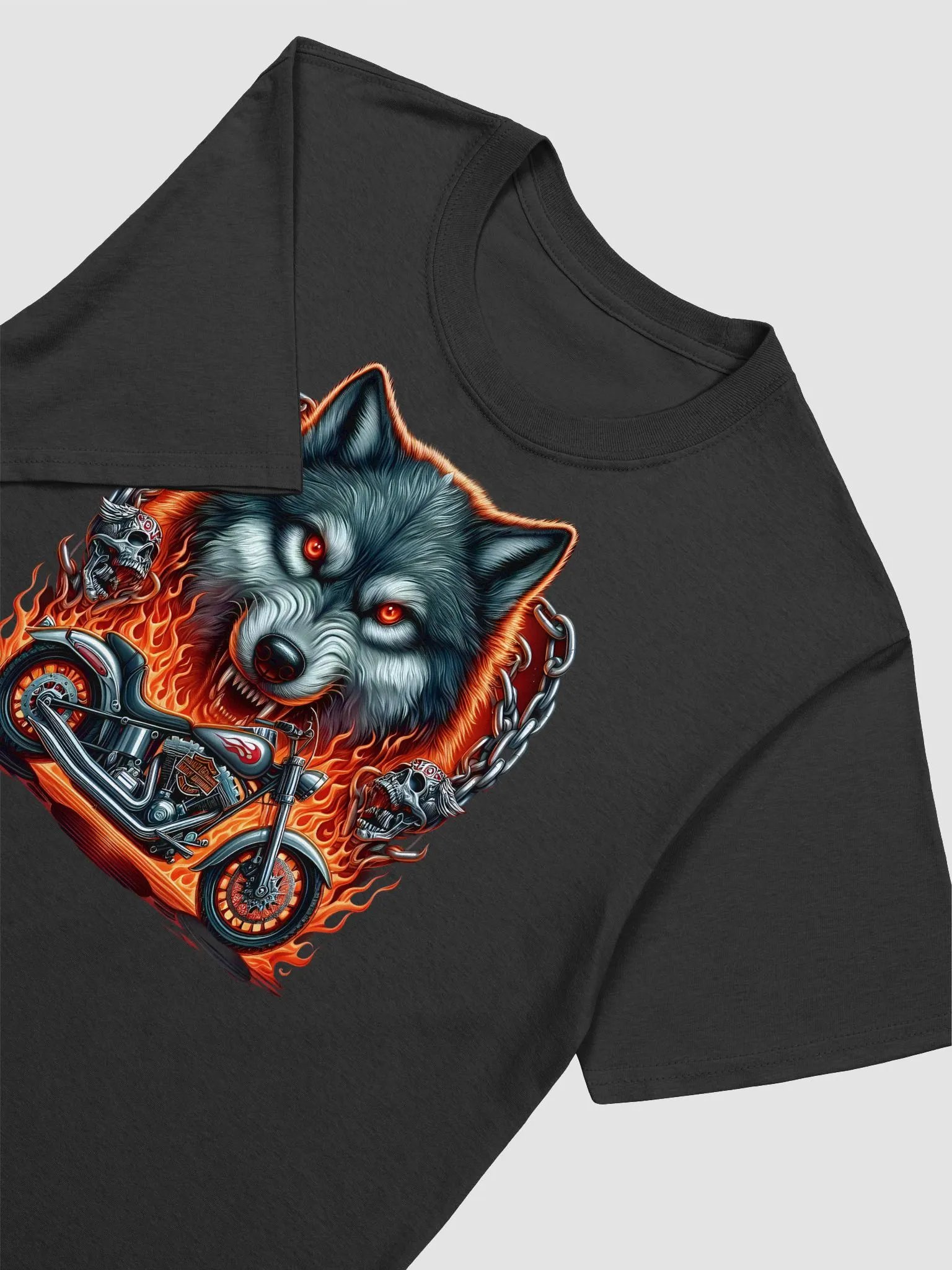Flaming Wolf Biker T-Shirt #2 product image (3)