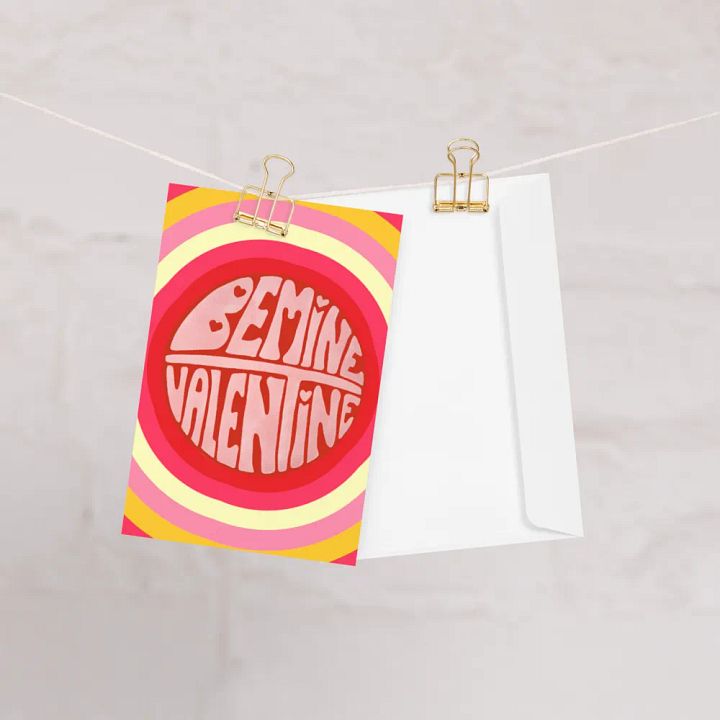 Be Mine Valentine retro portrait greetings card product image (1)