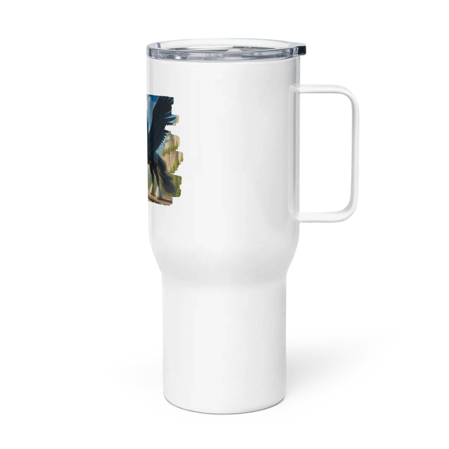 Travel Mug with a Handle | Majestic Midnight: AI-Designed Black Unicorn with Wings product image (4)
