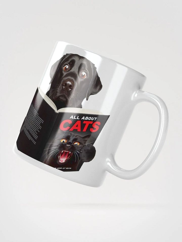 "Worried Labrador Reading a Book About Cats" #Humorous Glossy White Mug product image (2)