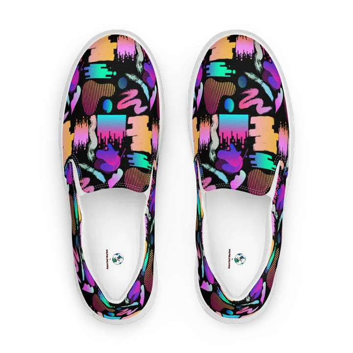90's Pattern Womens Canvas Slip-On Shoes | Retro Pattern Shoes product image (2)