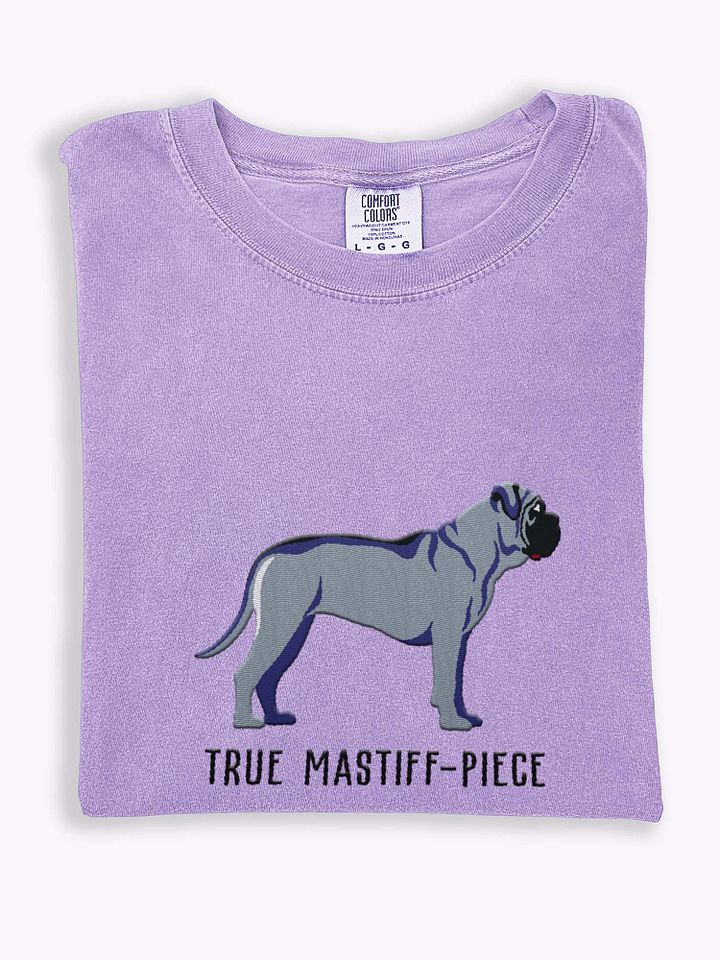 True Mastiff-Piece T-Shirt(Embroidered) of an English Mastiff(Blue) product image (1)