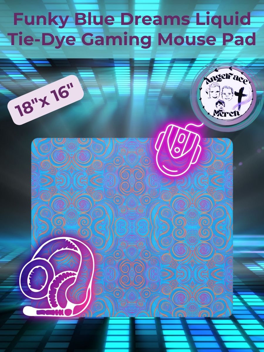 Funky Blue Dreams Liquid Tie-Dye Gaming Mouse Pad product image (1)