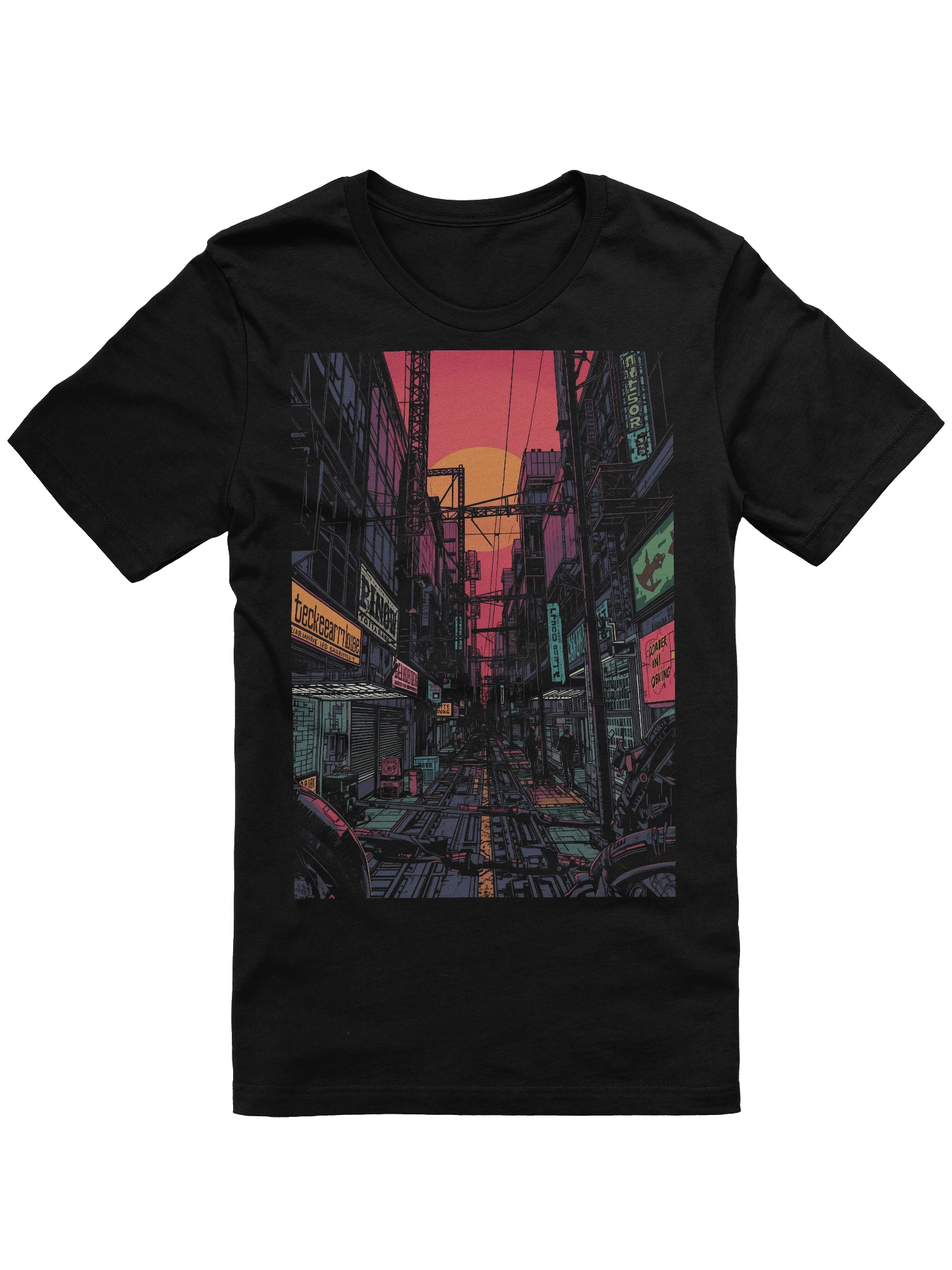 Neon Cityscape Cyberpunk T-Shirt product image (1)
