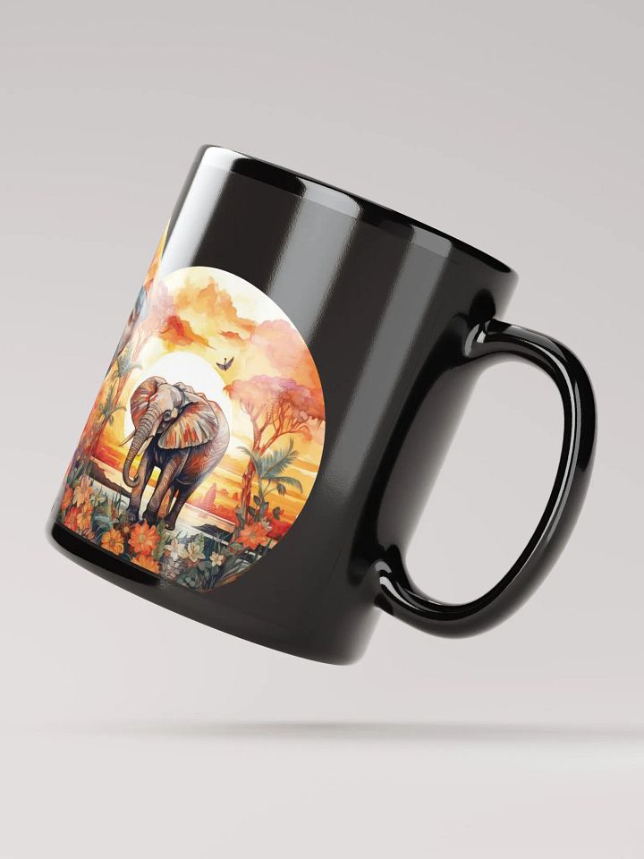 Sunset Elephants Black Glossy Mug product image (2)