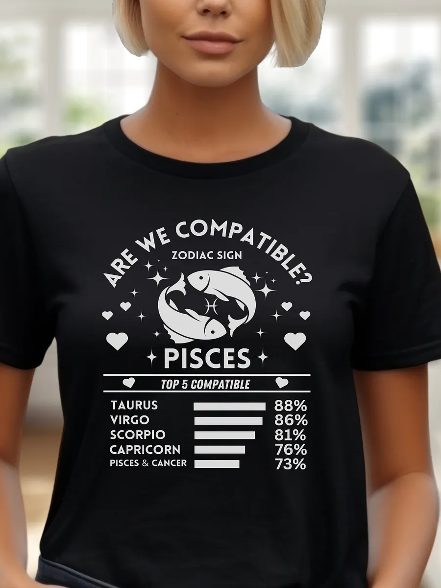 Pisces Zodiac Sign Romantic Compatibility T-Shirt - Bella Canvas 3001 Unisex Staple T-Shirt - Dark Colors product image (1)