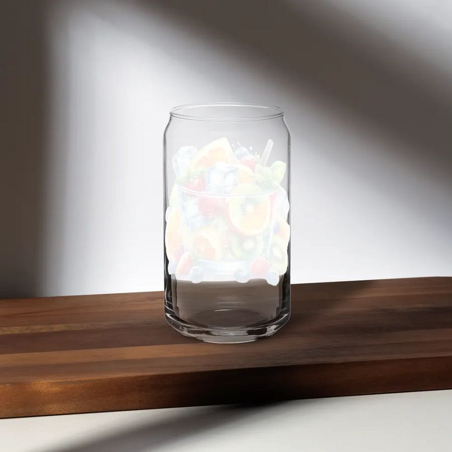 Fruit juice with fruit slice mixed water affect design-03-Can-Shaped Glass product image (10)