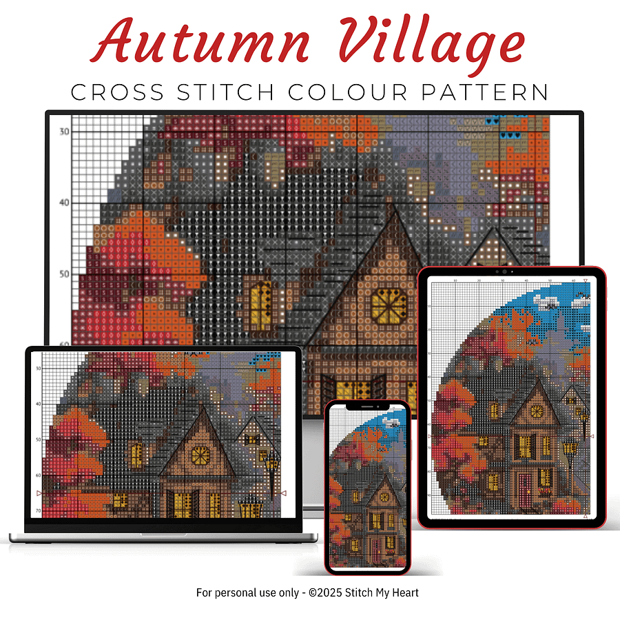 Autumn Village Cross Stitch Pattern product image (3)