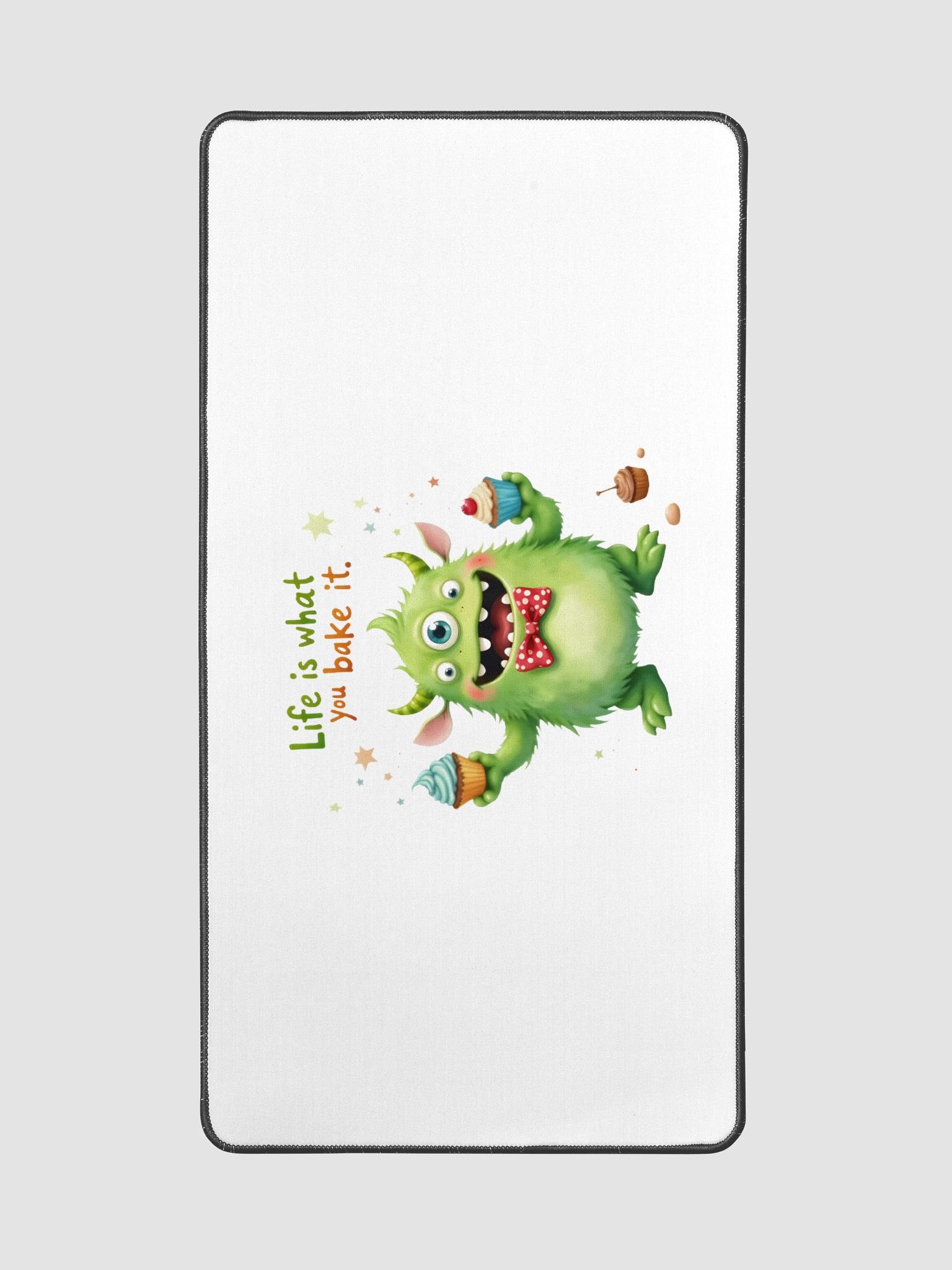 Baking Monster Desk Mat | "Life Is What You Bake It" Office Décor | Cute Baker Workspace Mousepad product image (2)