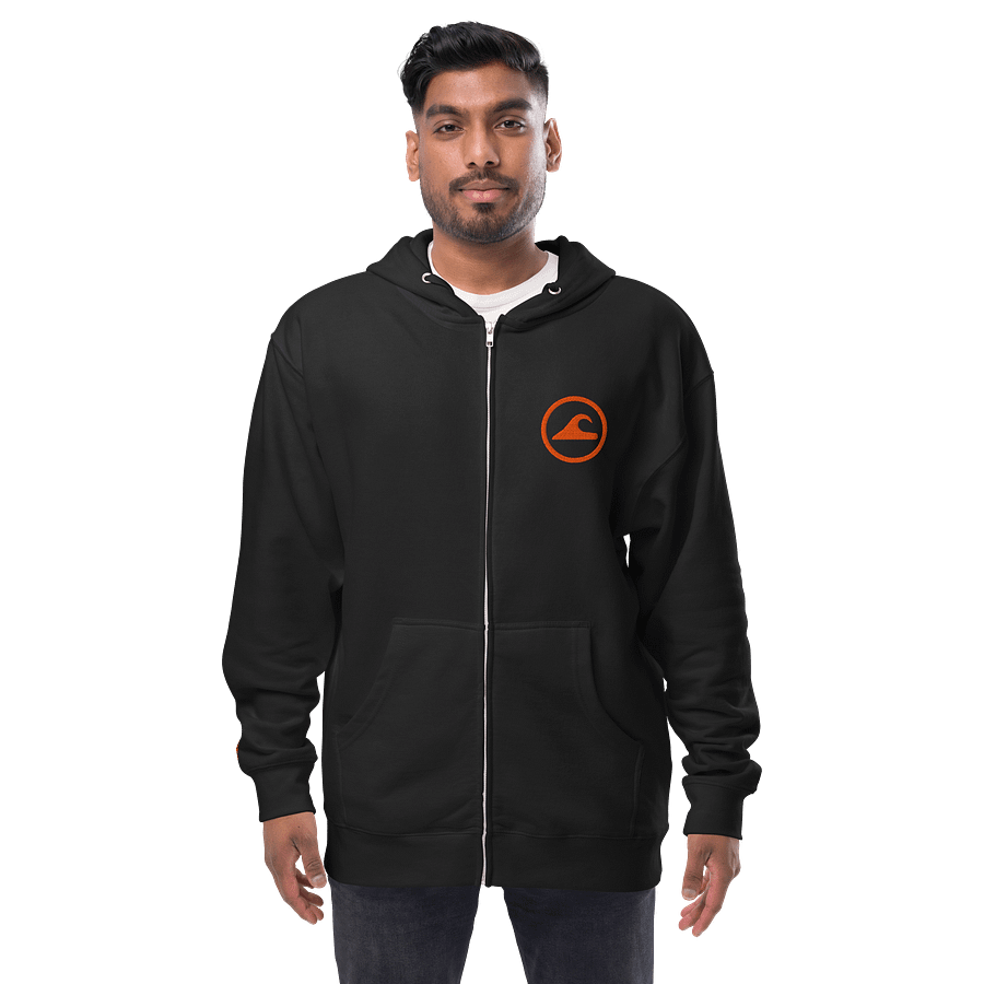 Embroidered Wave Rider Fleece Zip-Up Hoodie (Citrus) product image (3)
