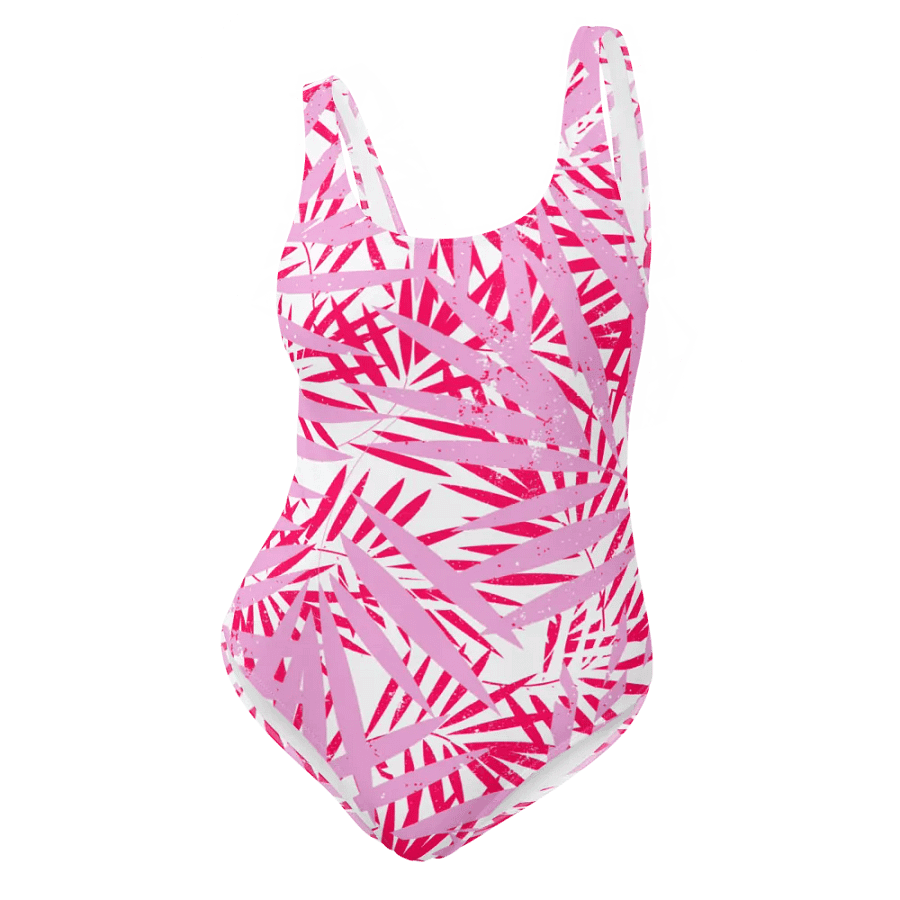 Ladies full swimsuit in lovely tropical Pink palm leaves design. Fresh and trendy. product image (11)