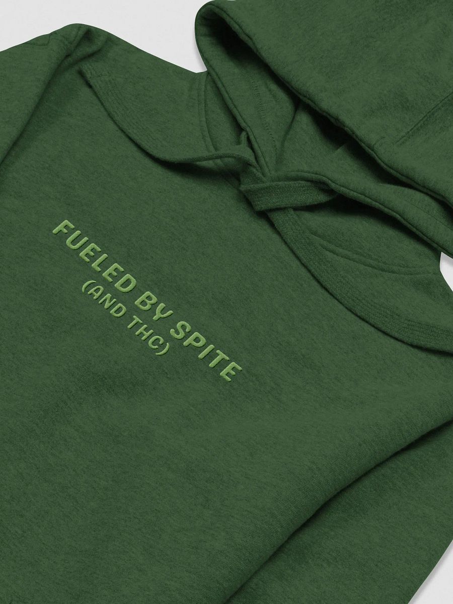 FUELED BY SPITE (green thread) embroidered heavyweight hoodie product image (3)