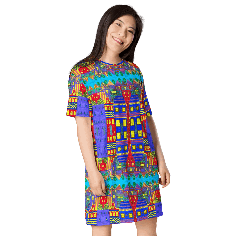 Abstract Playful Houses #2 Ladies T Shirt Dress product image (7)