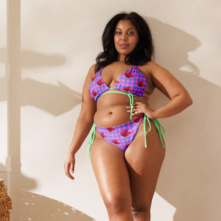 Rosy string bikini {melon and periwinkle} product image (8)
