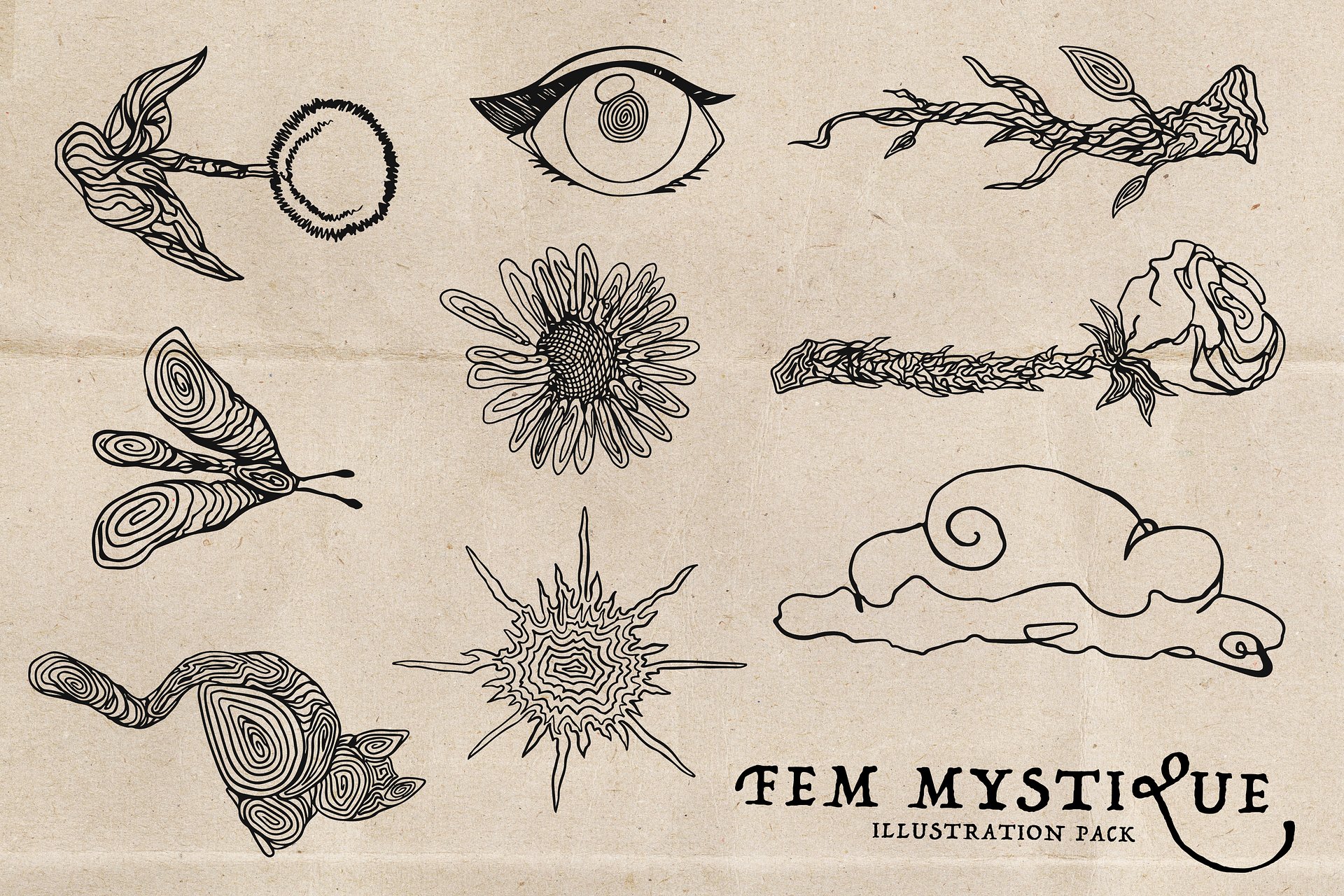 Fem Mystique Line Art Illustration Pack product image (2)