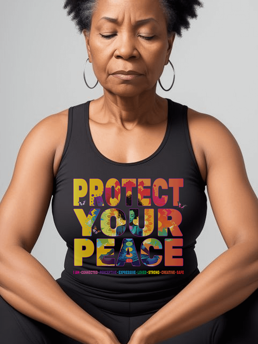 African American Woman Protect Your Peace 7 Chakra Meditation Yoga Pose Spirituality Tank Top product image (1)