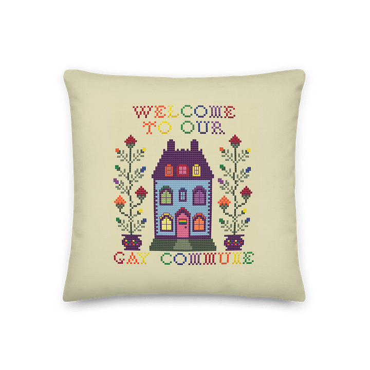Welcome to Our Gay Commune Throw Pillow - Pride Flag product image (1)