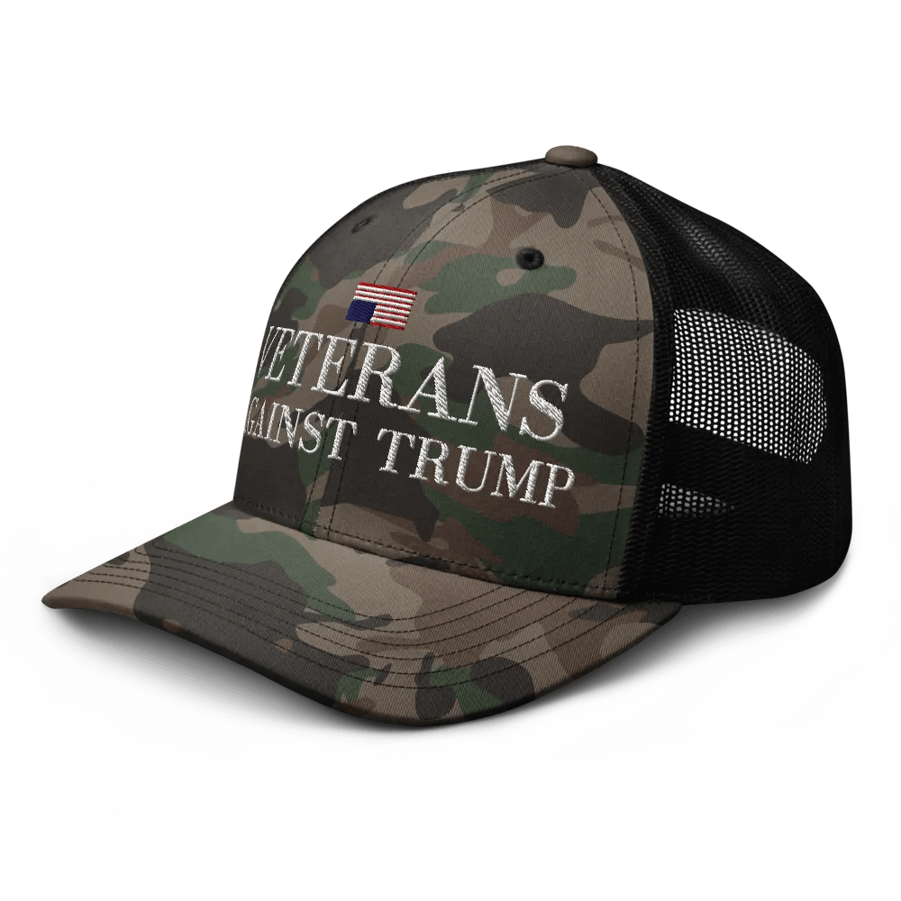 Veterans Against Trump Camp Trucker Hat. (Distress Flag) product image (4)