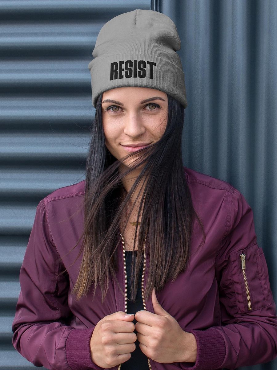 Resist Embroidered Knit Beanie, Resistance Skull Cap product image (8)