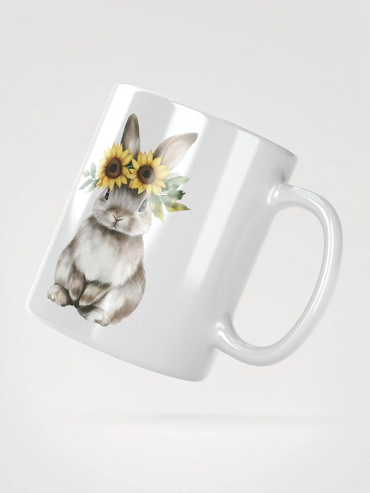Sunflower Crowned Rabbit White Glossy Mug product image (5)