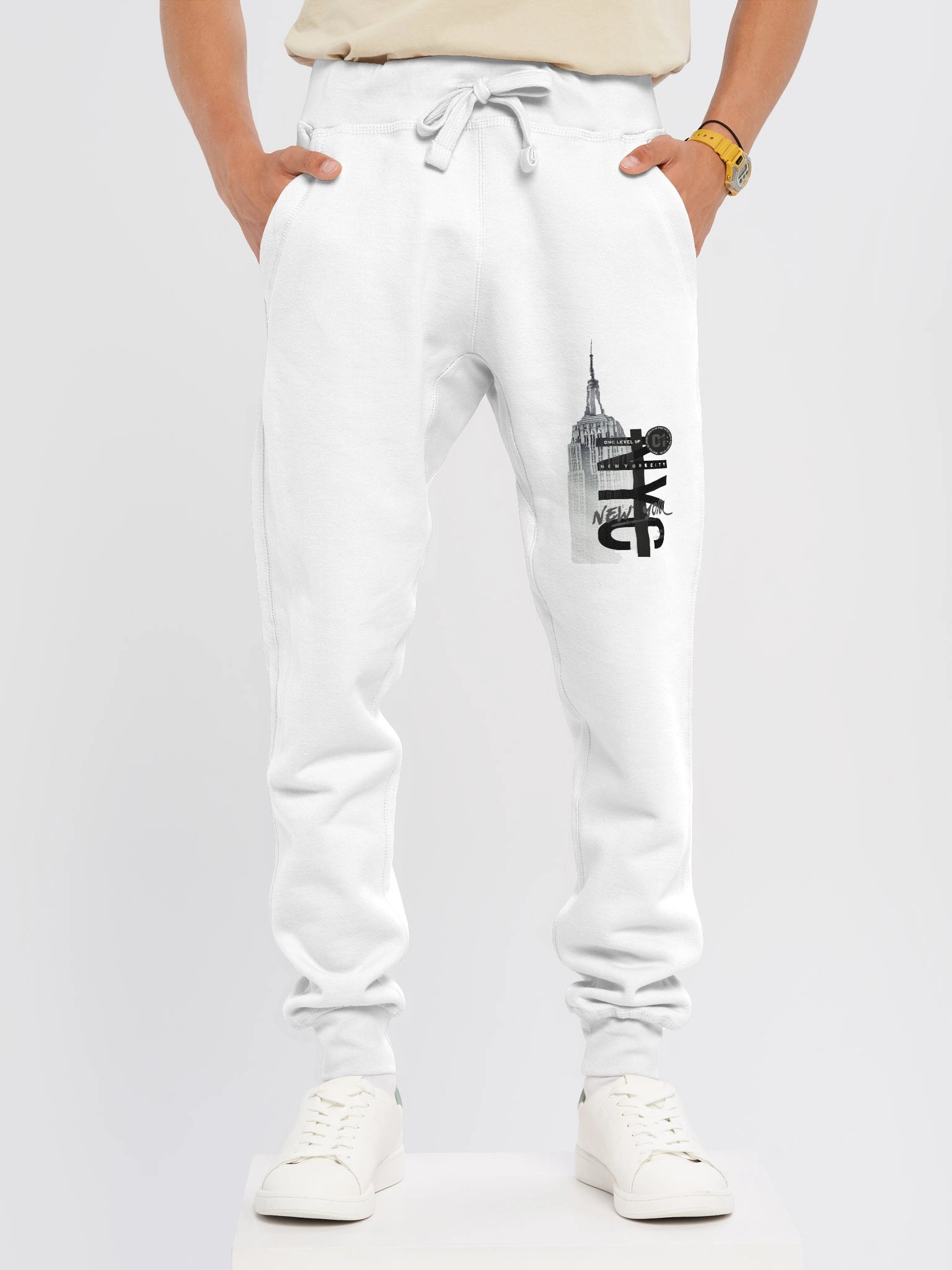 NYC Skyline Print Lane Seven Fleece Joggers product image (1)