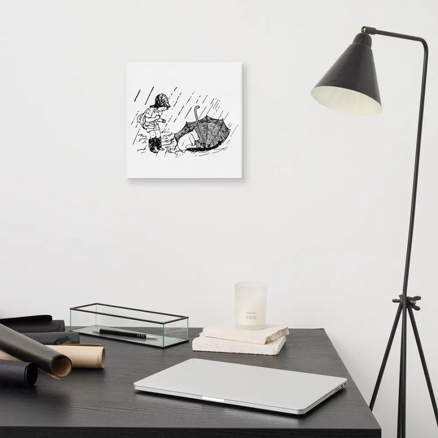Christopher Robin and Pooh in the Rain Canvas Artwork product image (4)