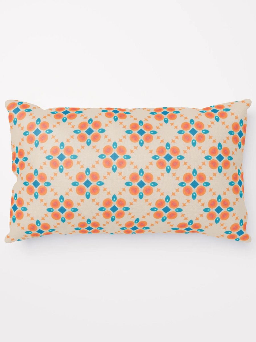 Cream Orange & Blue Diamond Floral Pillow product image (5)