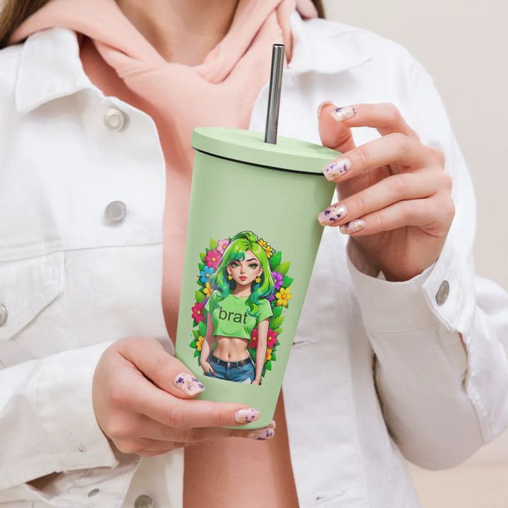 Brat 20 oz Tumbler Cup - Mint - Insulated Tumbler with a Straw v2 product image (2)