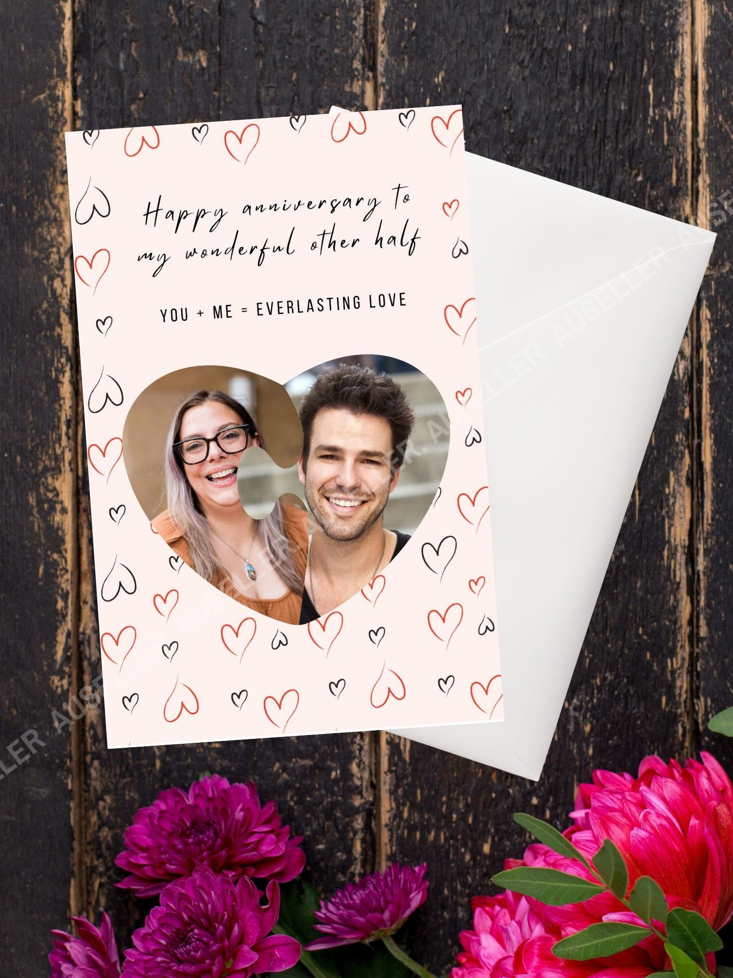 Two Halves Of One Heart Anniversary Photo Card Template product image (2)