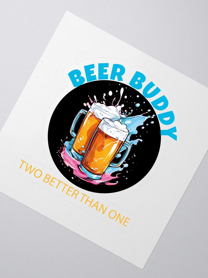 Beer Buddy Sticker | Fun Beer Lover Decal with Clinking Mugs and Foam Splash Design product image (2)