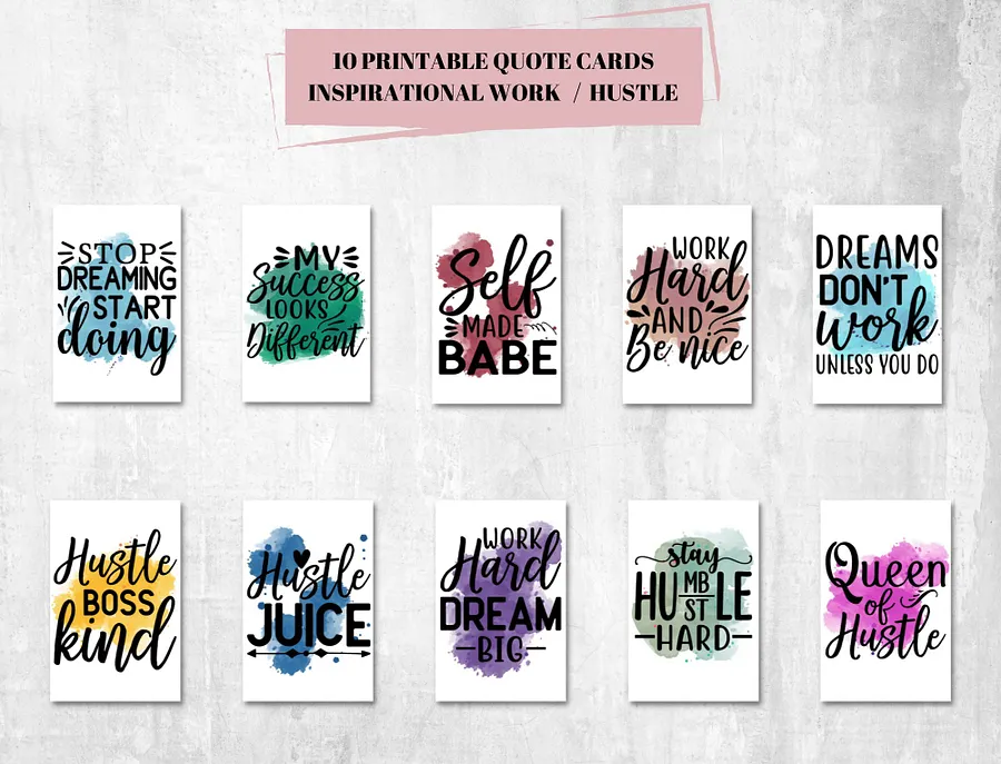 Watercolor Inspirational Work/Hustle Quote Card product image (1)