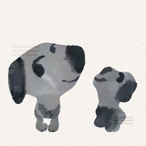 Esnupi watercolor drawings

Image description: two watercolor drawings of Snoopy with head tilted up, in varying shades of da...