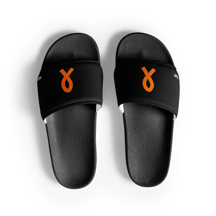 White HApex Gear White Logo Cancer Awareness Orange Ribbon. Black Women's Slides product image (2)