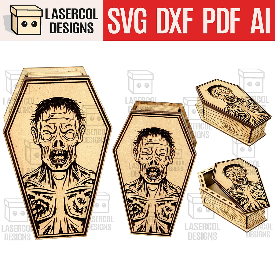 Halloween Coffin Boxes Bundle (Set 1-2-3-4) - (2 Sizes) - Laser Cut Files product image (5)