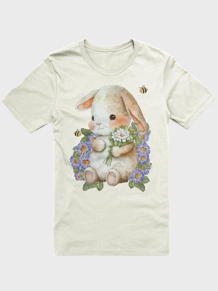 Garden Whispers: Bunny and the Primula Zebra Blues Tee | Bella+Canvas Supersoft, Double-Sided Design product image (1)