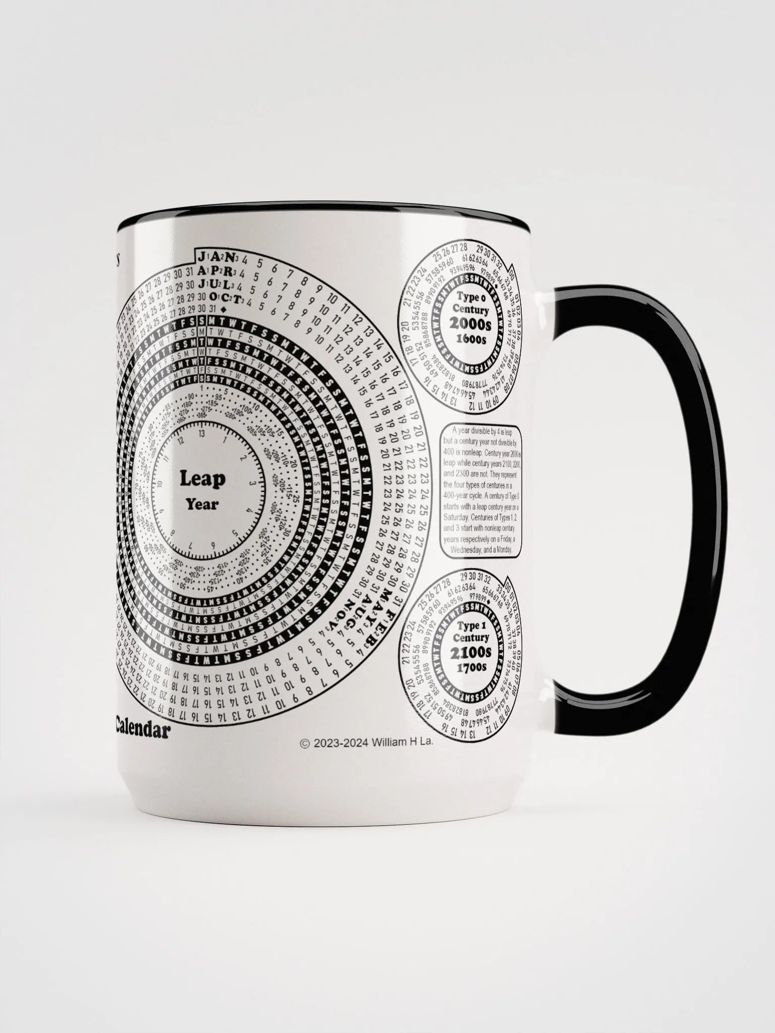 Spiriform Perpetual Calendar 15oz Ceramic Mug with Color Inside product image (1)