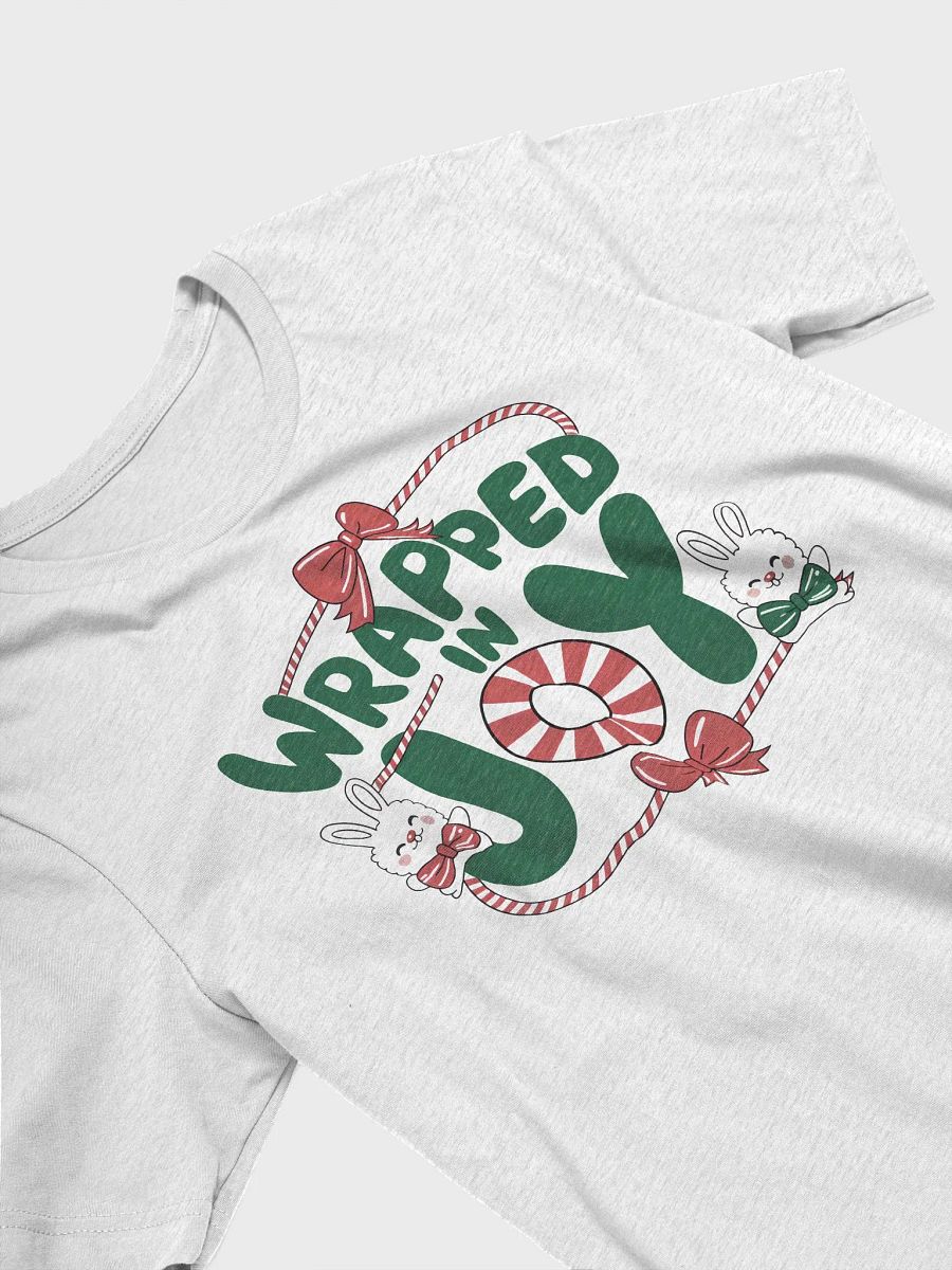 “WRAPPED IN JOY” t-shirt, holiday cheer, festive spirit, cheerful t-shirt, festive outfit, holiday-themed shirt, merry and bright, Christmas clothing, joyful design, gift idea product image (3)