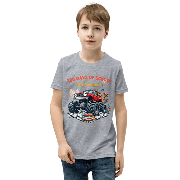 100 Days of School Monster Truck Youth T-Shirt product image (12)
