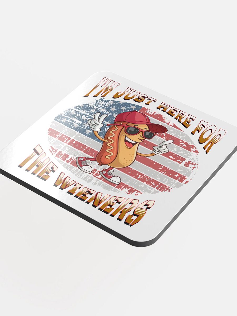 Im Just Here For The Wieners Hotdog Patriotic Peace Coaster product image (1)