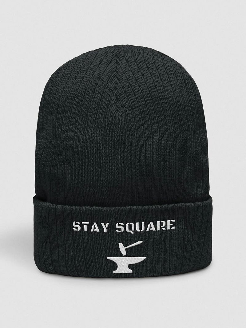 Square Hammer Stay Square Ribbed Knit Beanie