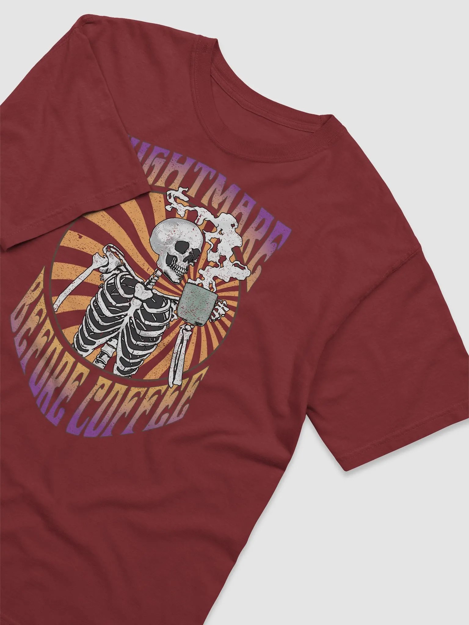 Nightmare Before Coffee Skeleton Drinking Coffee T-Shirt | Funny Fall and Halloween Skeleton Design for Coffee Lovers product image (10)