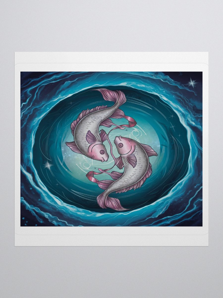 Mesmerizing Pisces Zodiac Sticker - Dual Fish in Celestial Waves, Exclusive Design product image (1)