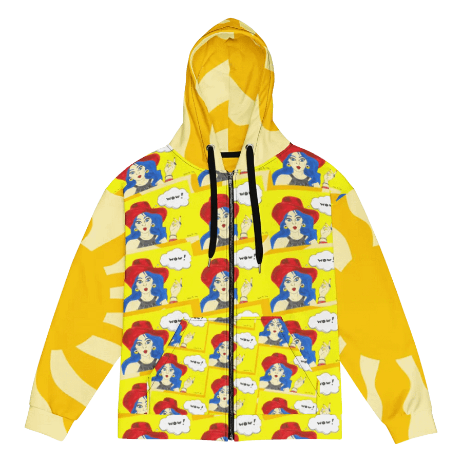 Pop Art girl - (art by Dina R.) acrylic painting picture - Recycled Unisex Zip Hoodie product image (1)