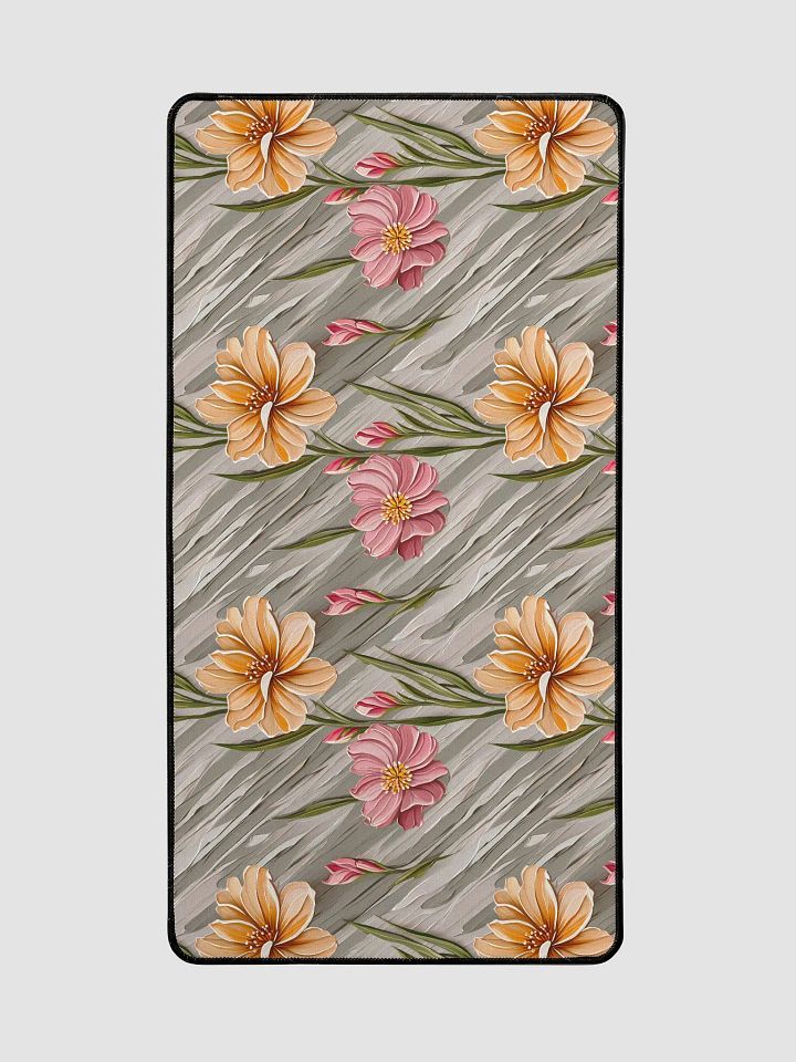 Desk Mat (31.5x15.5 inches) - Painted Flowers in Shades of Yellow and Pink product image (2)
